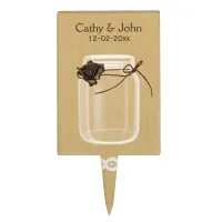 brown rose mason jar personalized cake picks