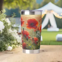 Pretty Red Poppy Field on a Summer Day Insulated Tumbler