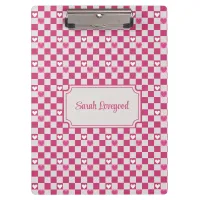 Pink Checkers & Hearts Clipboard