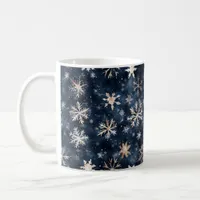 Simple Dark Blue with Snowflakes Coffee Mug