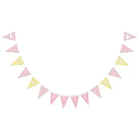 Pink and Yellow Baby Girl Daisy Themed Baby Shower Bunting Flags