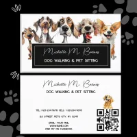  Puppy Modern Dog Walker Sitting QR Code  Business Card