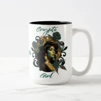 Crypto Girl Green and Gold Mug