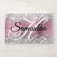 Silver Glitter Light Pink Foil Fancy Monogram HP Laptop Skin