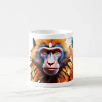 Cute Monkey Mosaic Fantasy Mug Design.