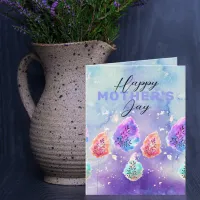 Pastel Watercolor Ink Serene Leaves Mother's Day Card