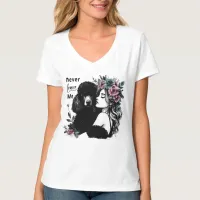 Woman Hugging Poodle With Flowers T-Shirt