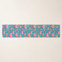 Multicolored Watercolor Hearts Chiffon Scarf