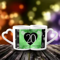 Elegant 20th Emerald Wedding Anniversary Coffee Mug Set
