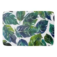 Green and Blue Foliage Philodendron Botanical   Bath Mat