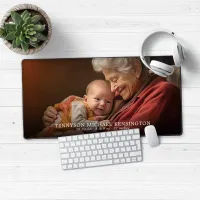 Modern New Baby Announcement Photo Desk Mat