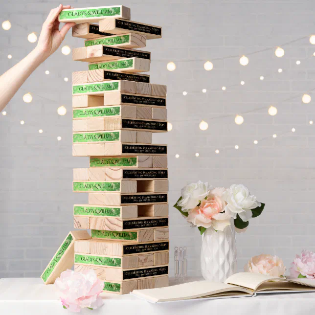 Elegant 20th 38th 55th Emerald Wedding Anniversary Topple Tower