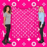 Hot Pink Custom Initial Monogram Pattern Blanket