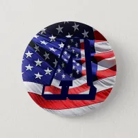 American Flag Letter "A" Pin-Back Button