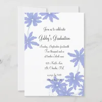 Periwinkle Blue Daisies Graduation Party Invite