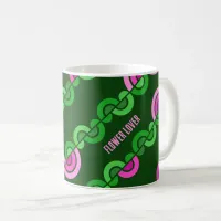 Abstract purple green flowers pattern coffee mug