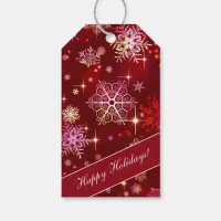 Prettiest Snowflakes Pattern Red ID846 Gift Tags