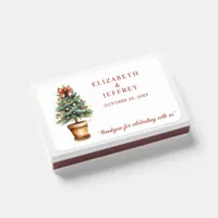 Red Bow Coquette Christmas Tree Holidays Wedding Matchboxes