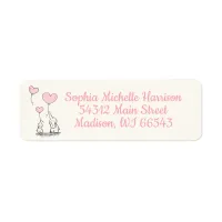 Elegant Ivory & Pink Heart Balloons and Elephants Label