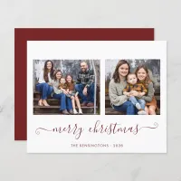 BUDGET Simple Red Script Merry Christmas Photo