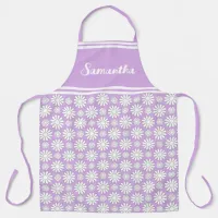 Any Name Cute Floral Daisy Pattern All-Over Print Apron