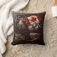 Canadian Eagle Relief Sculpture With Flag Throw Pillow