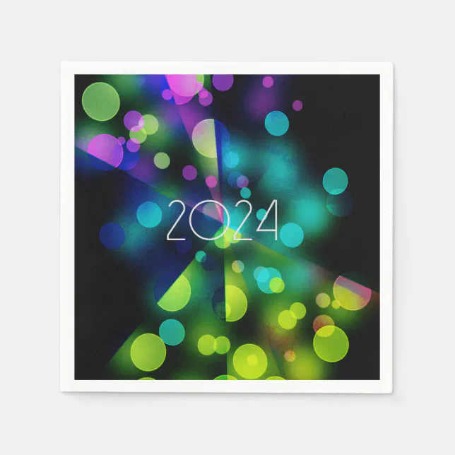 2024 new year with multicolor bubbles napkins