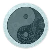 Patterned Yin Yang Slate Blue Ceramic Knob