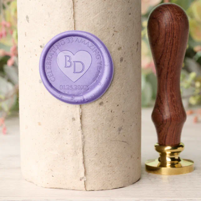 Elegant 6th 33rd 47th Amethyst Wedding Anniversary Wax Seal Stamp