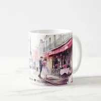 Watercolor Romancing in Paris Couple Name Coffee Mug