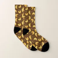 Croissants and Coffee Beans Brown Foodie Socks