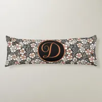 Japanese Black and Red Floral Pattern Body Pillow