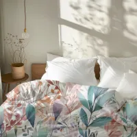 *~* White Romantic Floral Pattern AP73 Watercolor  Duvet Cover