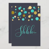 Surprise Birthday Party turquoise and gold glitter Invitation