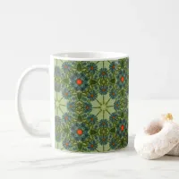 Vintage pattern in Green with Blue Flowers Coffee Mug