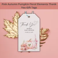 Blush Pink Pumpkin Floral Thank You Gift Tags