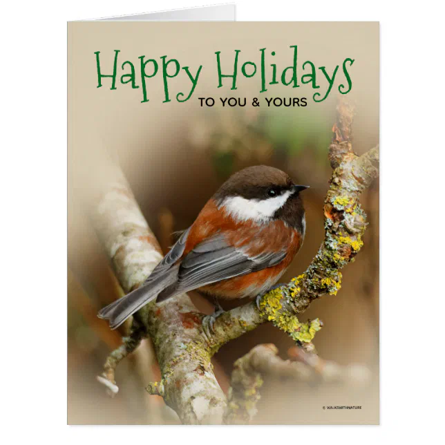 Cute Chestnut-Backed Chickadee Christmas Holiday