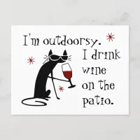 Outdoorsy Patio Wine Quote with Black Cat