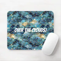 Trendy Stylish Watercolor Blue Clouds Mouse Pad