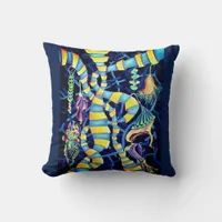 Tropical  Exotic Watercolor Orchids Luminescence Throw Pillow