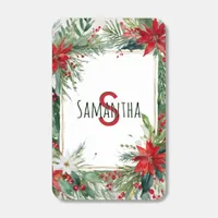 Monogrammed Elegant Christmas Winter Botanicals Matchboxes