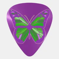 Pretty Purple Pink and Green Butterfly Guitar Pick