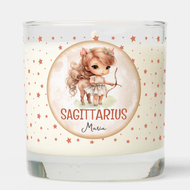 Cute Watercolor Art Sagittarius Zodiac Name Scented Candle