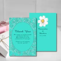 Thumbnail for Romantic Daisies Floral Turquoise Wedding Thank You Card