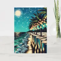 Happy Anniversary Pretty Coastal Art Personalized Card