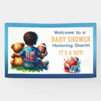 Football Baby Boy with Teddy Baby Shower Welcome Banner