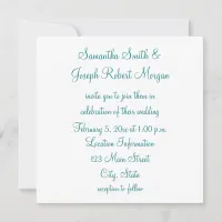 Simple Biscay Bay and White Wedding Invitation