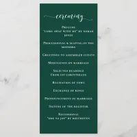 Simple Modern Emerald Green Wedding Program