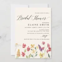 Elegant Boho Summer Wildflowers Bridal Shower Invitation