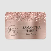 Glittery Rose Gold Foil Logo Name Tag